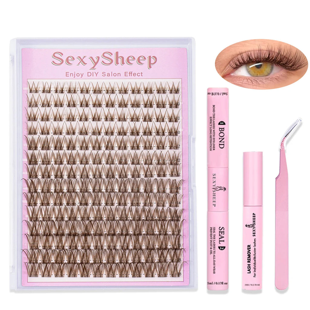 Eyelash Extension Kit DIY Brown Lash Clusters