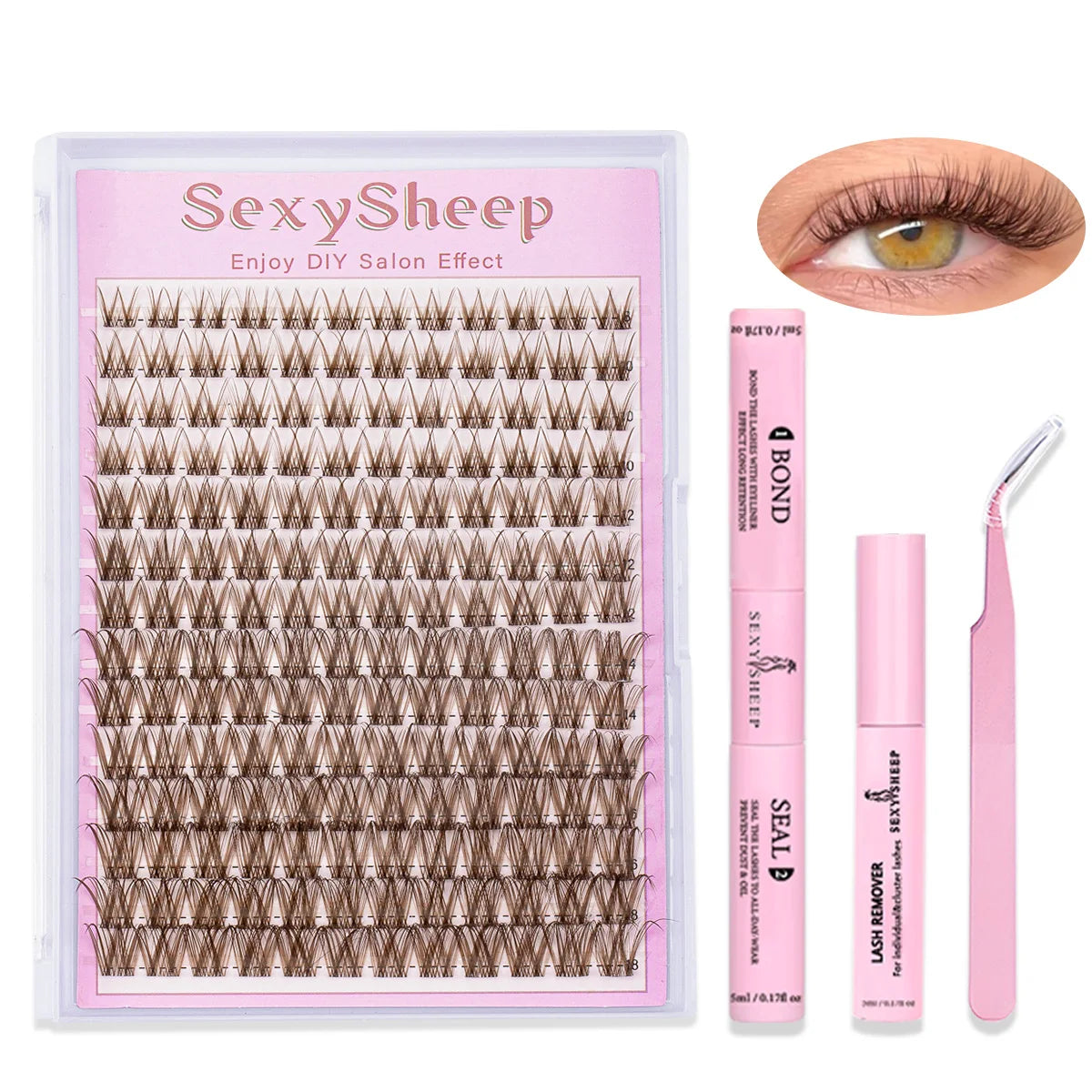 Eyelash Extension Kit DIY Brown Lash Clusters