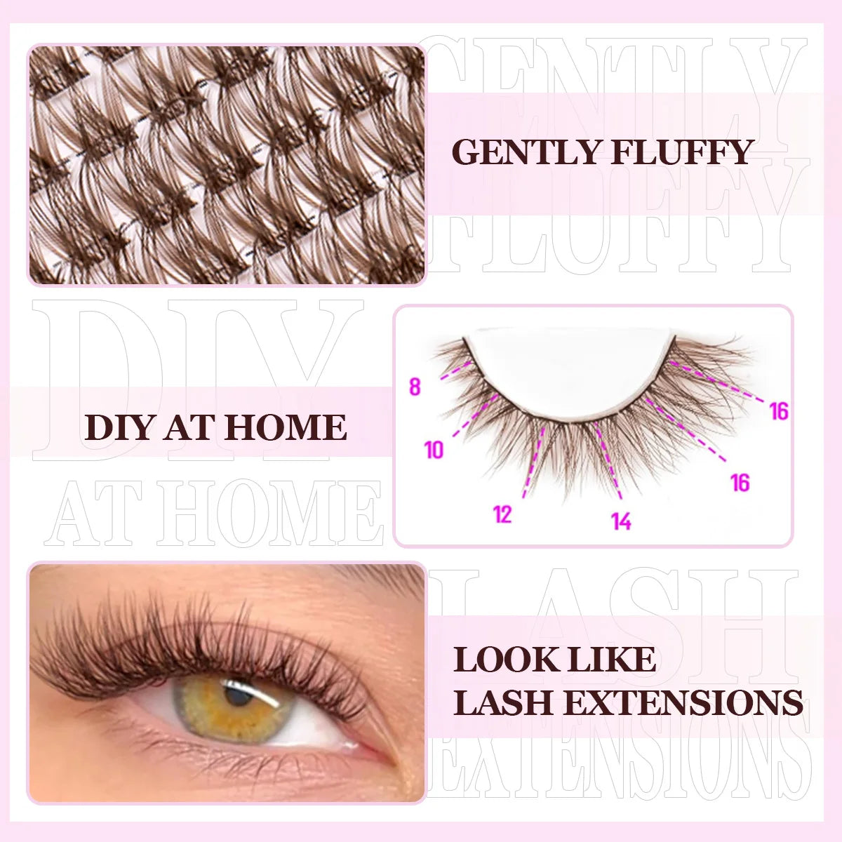 Eyelash Extension Kit DIY Brown Lash Clusters