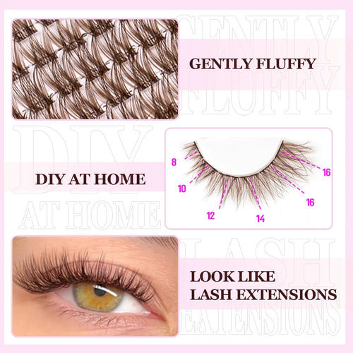 Eyelash Extension Kit DIY Brown Lash Clusters