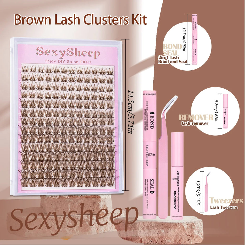 Eyelash Extension Kit DIY Brown Lash Clusters